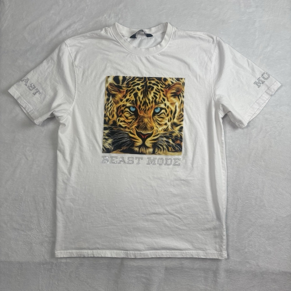 Rebel Minds Beat Mode Cheetah‎ Whirt Short Sleeve Graphic Shirt Men's XL